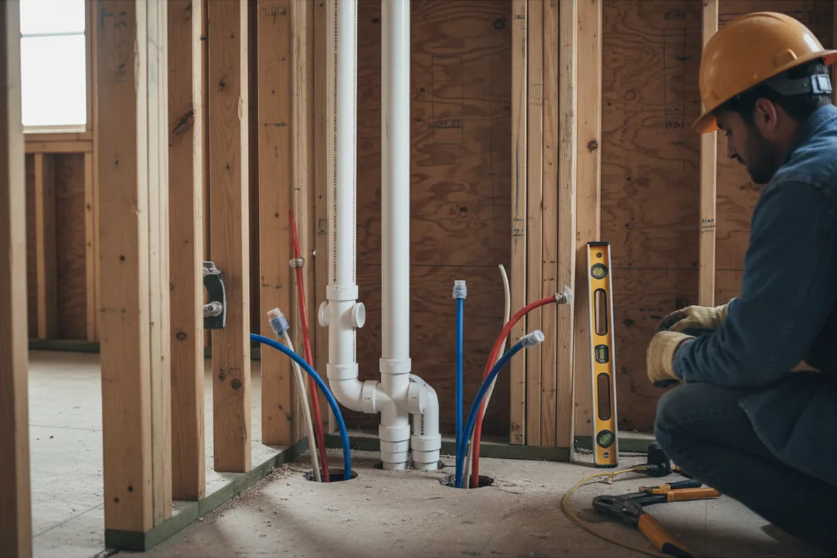 Drain and supply rough-in during Leak Detection in Accokeek