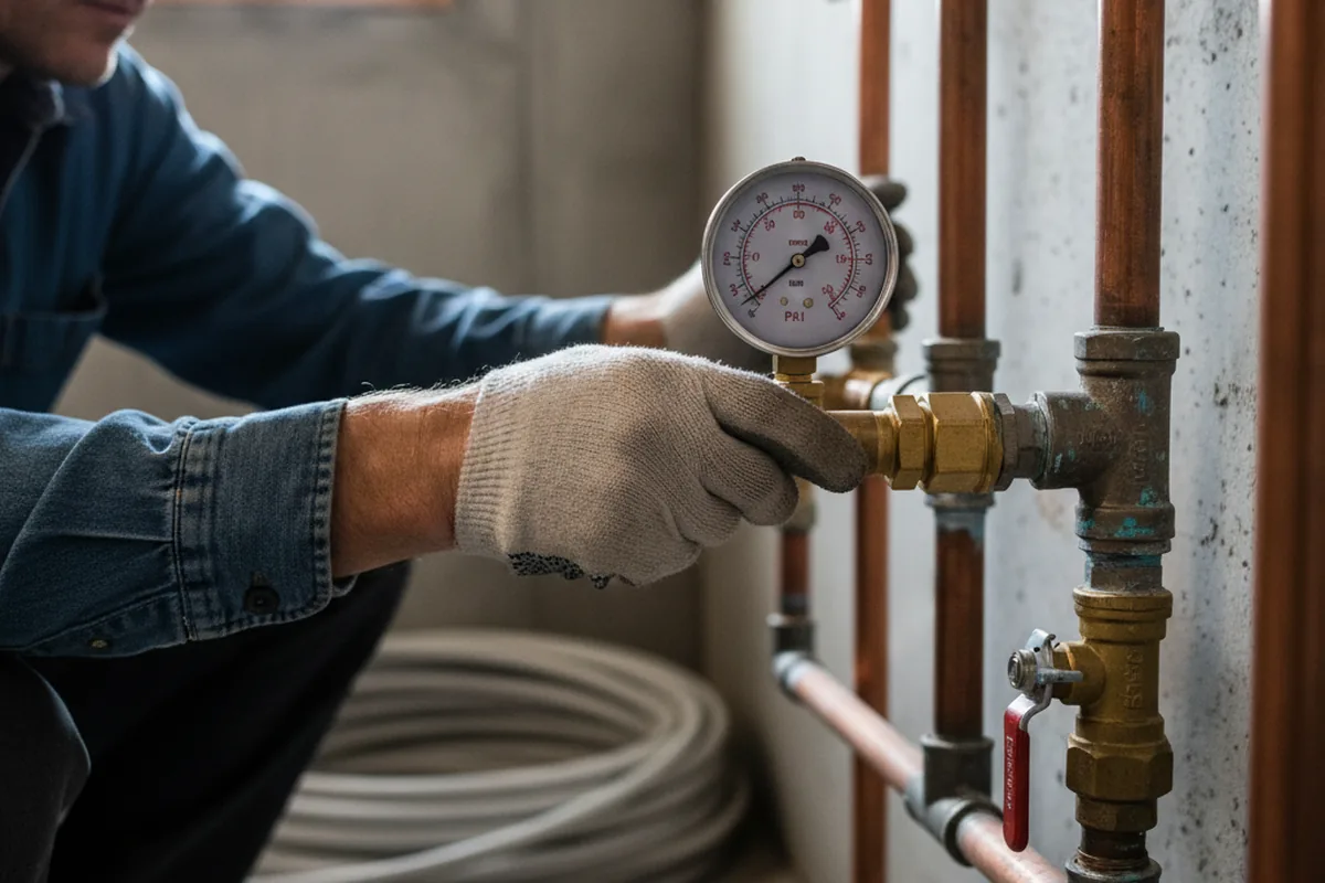 Pressure testing a repaired line during Water Line Repair in Accokeek